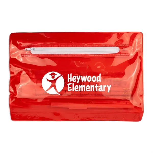 6.25"H x 9.25"W Clear zippered School kit includes pencils, stick pen,... from ASI 54040 Fey Promo / Fey Binders and Organization Solutions