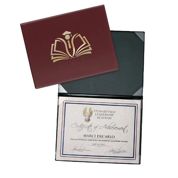 Vinyl certificate folder that's bound, front and back padded, with 8... from ASI 54040 Fey Promo