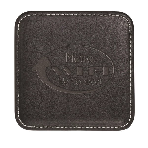 3.75"H x 3.75"W square coaster made of genuine bonded leather with... from ASI 54040 Fey Promo / Mi Line by Fey