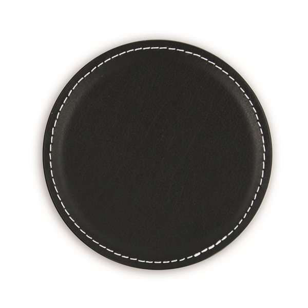 3.87" diameter x 0.18" thickness round coaster made of leather... from ASI 54040 Fey Promo / Mi Line by Fey