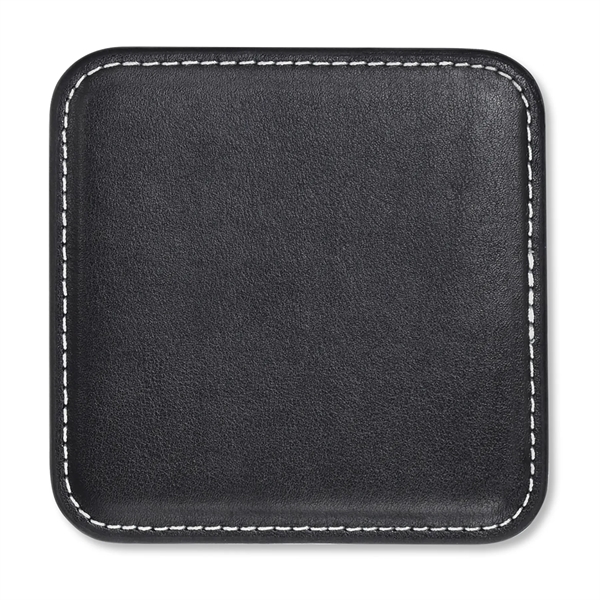 3.75"H x 3.75"W square coaster made of genuine bonded leather with... from ASI 54040 Fey Promo / Mi Line by Fey