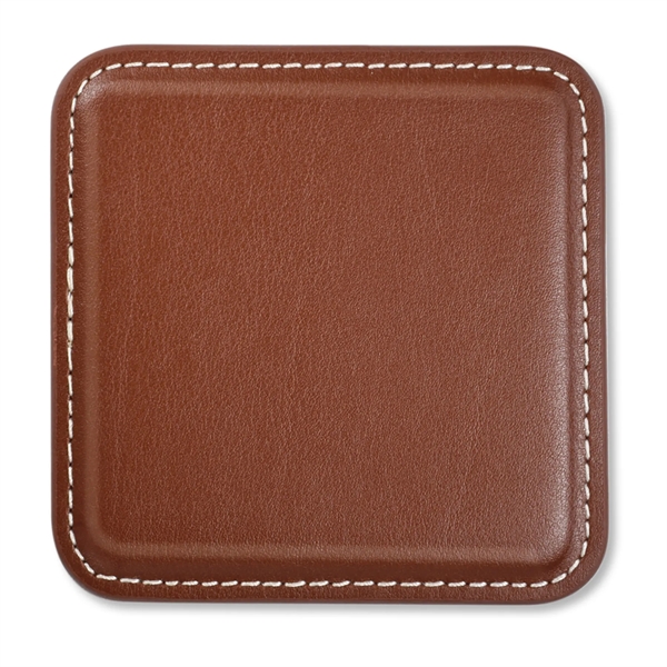 3.75"H x 3.75"W square coaster made of genuine bonded leather with... from ASI 54040 Fey Promo / Mi Line by Fey
