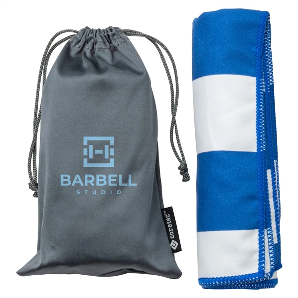 15- x 30- Striped Microfiber Sports Towel with Carrying Pouch... from ASI 36730 Ariel Premium Supply Inc