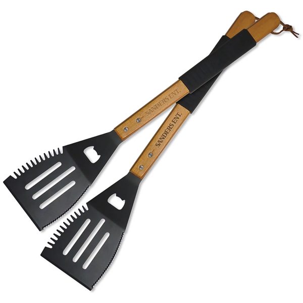 BBQ tool with bottle opener, non-stick coating and a hardwood handle... from ASI 54040 Fey Promo / Mi Line by Fey