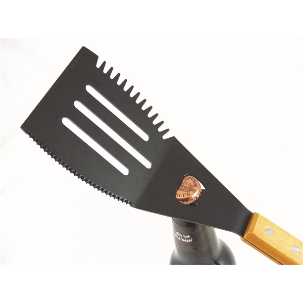 BBQ tool with bottle opener, non-stick coating and a hardwood handle... from ASI 54040 Fey Promo / Mi Line by Fey
