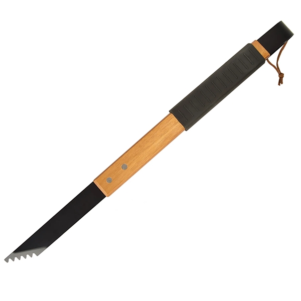 1.25"H x 18.75"W x 2.56"D wood BBQ tongs with black rubber... from ASI 54040 Fey Promo / Mi Line by Fey