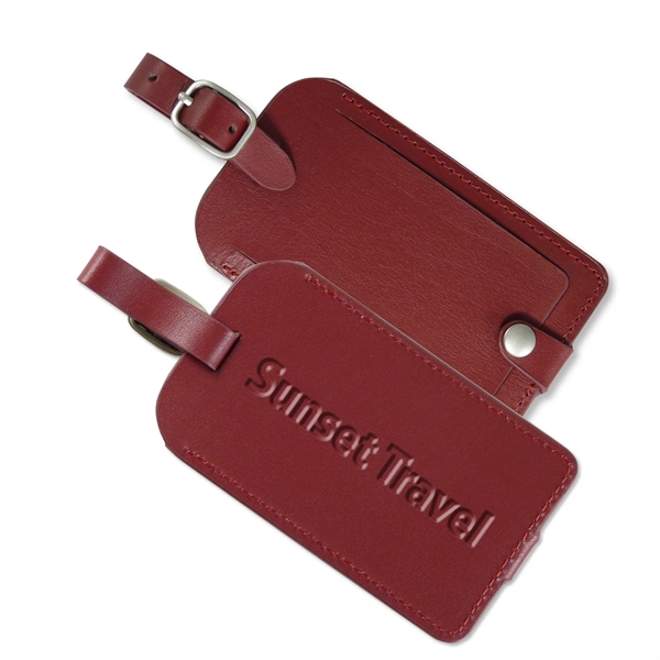Black luggage tag measuring 2.63"H x 4.5"W x 0.13"D and made... from ASI 54040 Fey Promo