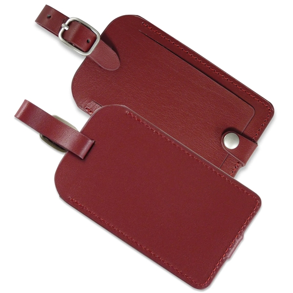 Black luggage tag measuring 2.63"H x 4.5"W x 0.13"D and made... from ASI 54040 Fey Promo