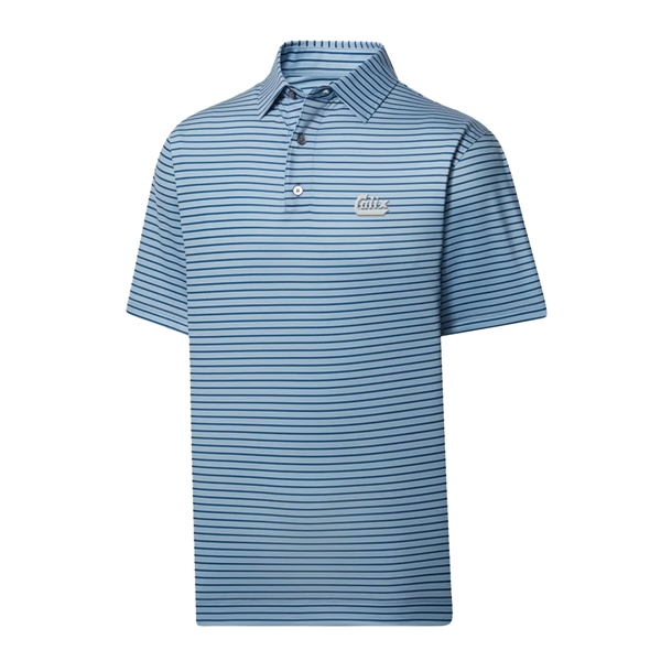 Men's pinstripe golf polo with moisture wicking, anti-microbial and UV protecting... from ASI 57653 Gold Bond