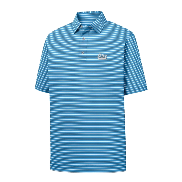 Men's pinstripe golf polo with moisture wicking, anti-microbial and UV protecting... from ASI 57653 Gold Bond