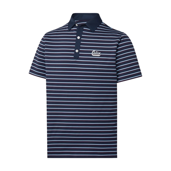 Men's pinstripe golf polo with moisture wicking, anti-microbial and UV protecting... from ASI 57653 Gold Bond