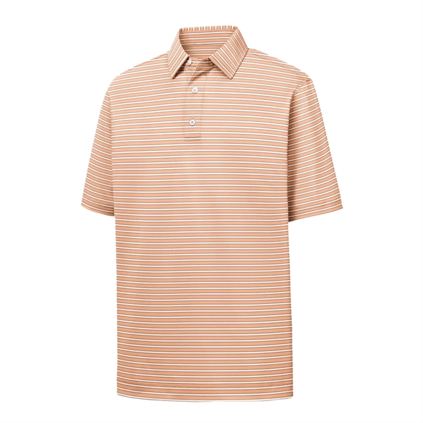 Men's pinstripe golf polo with moisture wicking, anti-microbial and UV protecting... from ASI 57653 Gold Bond