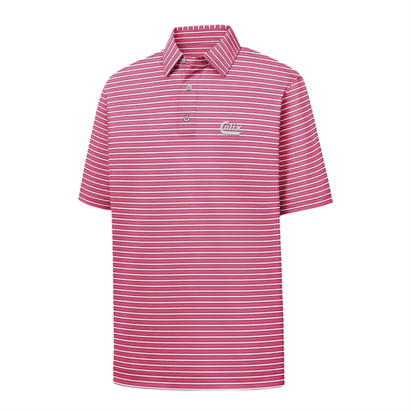 Men's pinstripe golf polo with moisture wicking, anti-microbial and UV protecting... from ASI 57653 Gold Bond