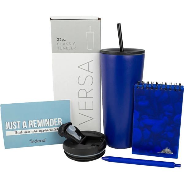 Introduction kit with a 22-ounce tumbler, lid, gift box, card, memo... from ASI 57653 Gold Bond