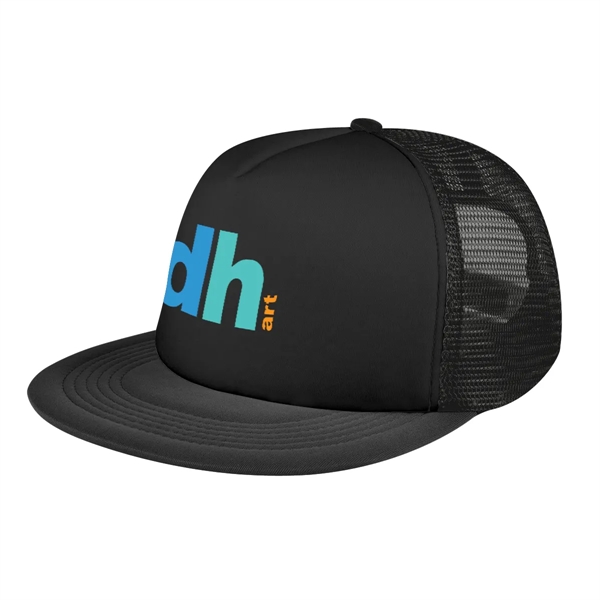 This Flat Bill Trucker Cap has a 100% Polyester Foam Crown,... from ASI 61125 Hit Promotional Products / Hit®