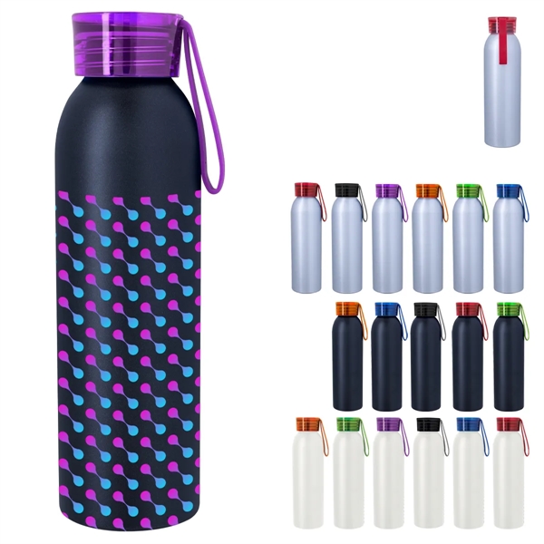22 ounce  aluminum water bottle with screw-on lid and wrist... from ASI 61125 Hit Promotional Products / Hit®