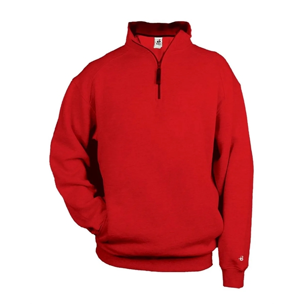 Quarter-zip pullover made of ring-spun cotton/polyester fleece featuring a hidden tunnel... from ASI 84358 S&S Activewear