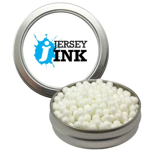 Round tin with candy filling.... from ASI 61125 Hit Promotional Products