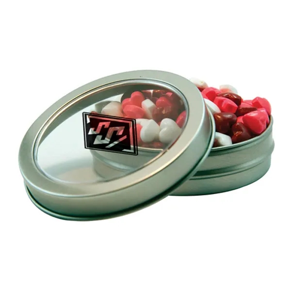 Round tin with candy filling.... from ASI 61125 Hit Promotional Products
