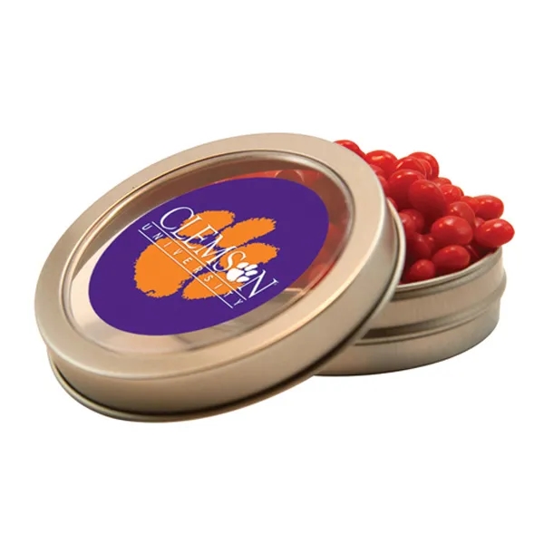 Round tin with candy filling.... from ASI 61125 Hit Promotional Products