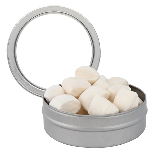 Round tin with candy filling.... from ASI 61125 Hit Promotional Products