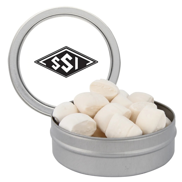 Round tin with candy filling.... from ASI 61125 Hit Promotional Products