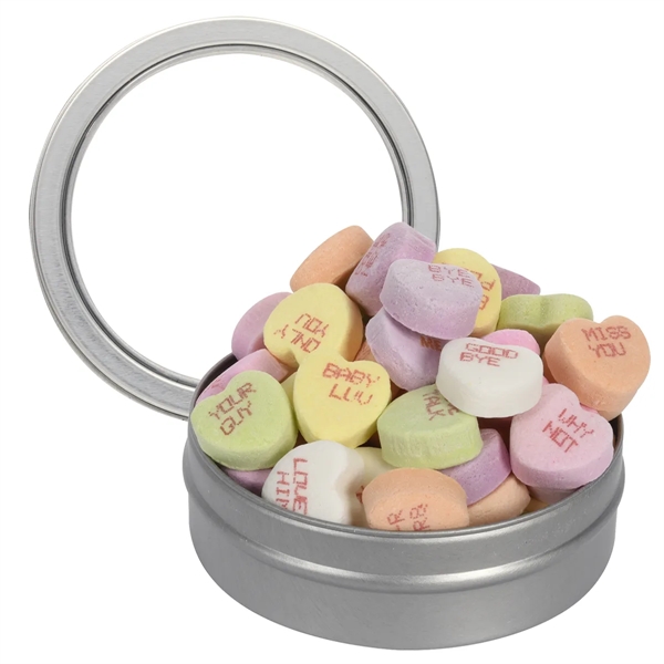 Round tin with candy filling.... from ASI 61125 Hit Promotional Products