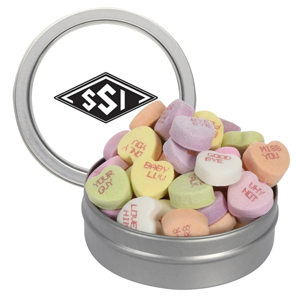 Round tin with candy filling.... from ASI 61125 Hit Promotional Products