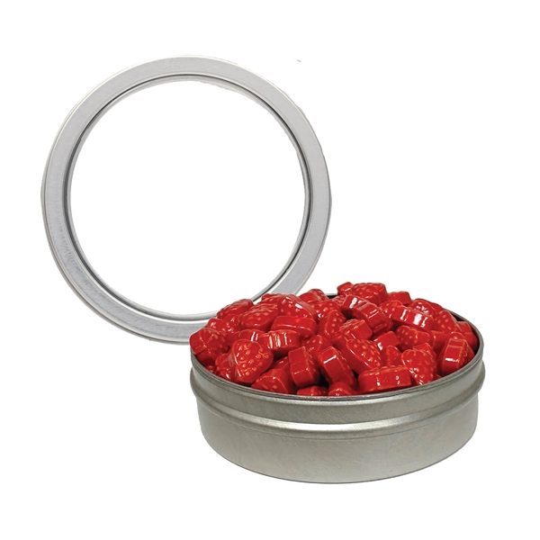 Round tin with candy filling.... from ASI 61125 Hit Promotional Products