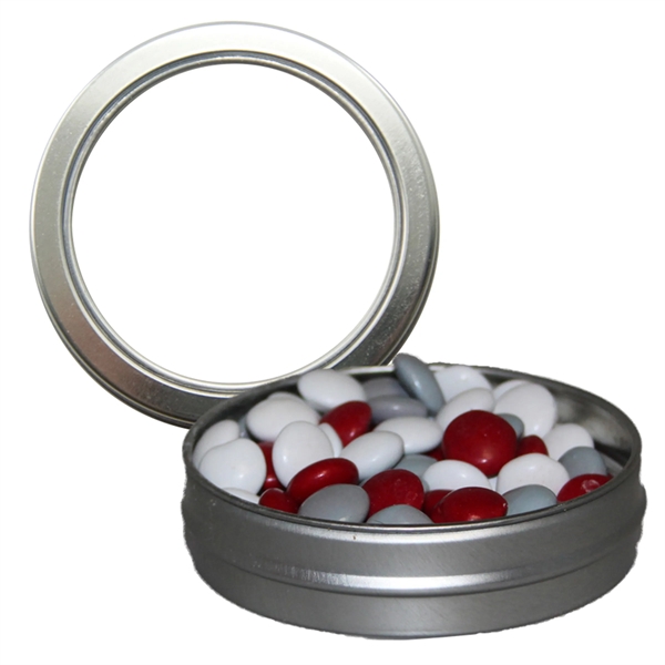 Round tin with candy filling.... from ASI 61125 Hit Promotional Products