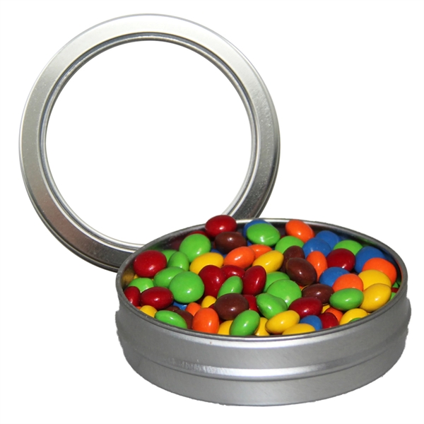 Round tin with candy filling.... from ASI 61125 Hit Promotional Products