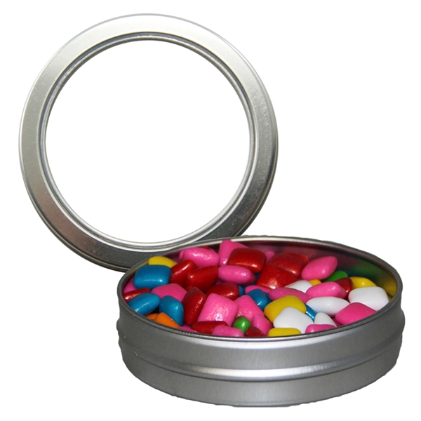 Round tin with candy filling.... from ASI 61125 Hit Promotional Products