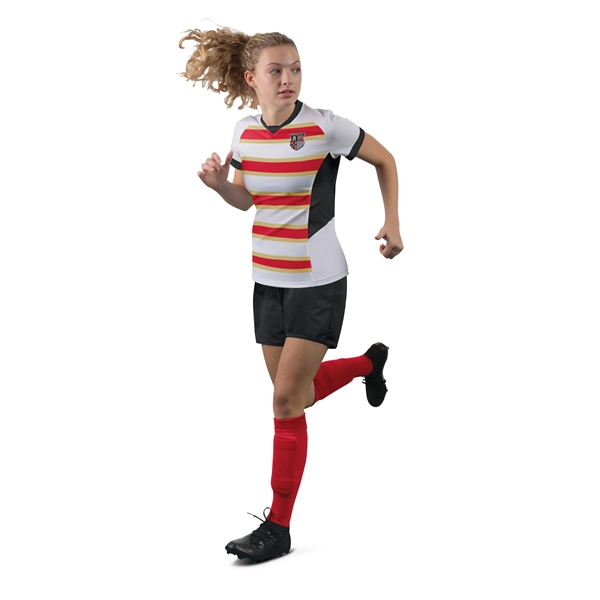 Ladies Play90 Soccer Shorts Powered by Coolcore® with 5-inch inseam.... from ASI 37461 Augusta Sportswear