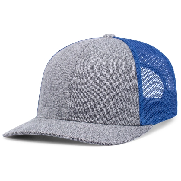 Melange Heather Low-Profile Trucker with adjustable snapback closure.... from ASI 37461 Augusta Sportswear / Pacific Headwear
