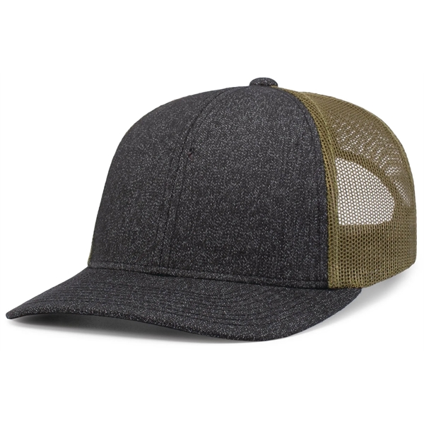 Melange Heather Low-Profile Trucker with adjustable snapback closure.... from ASI 37461 Augusta Sportswear / Pacific Headwear
