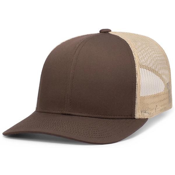 The Eco Trucker Snapback Cap combines sustainable materials with classic style.... from ASI 37461 Augusta Sportswear / Pacific Headwear