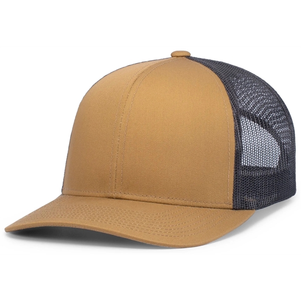 The Eco Trucker Snapback Cap combines sustainable materials with classic style.... from ASI 37461 Augusta Sportswear / Pacific Headwear