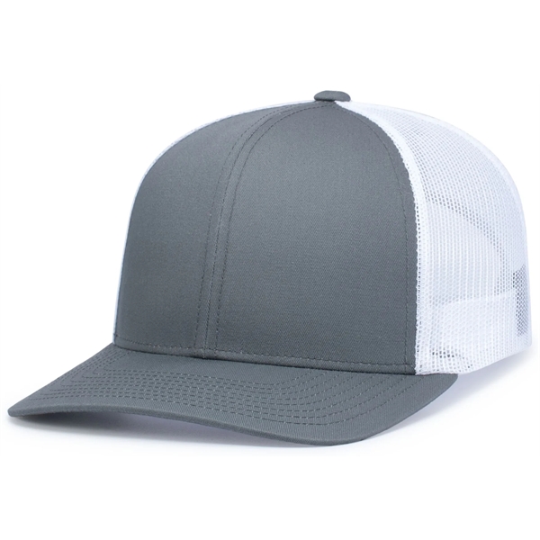 The Eco Trucker Snapback Cap combines sustainable materials with classic style.... from ASI 37461 Augusta Sportswear / Pacific Headwear