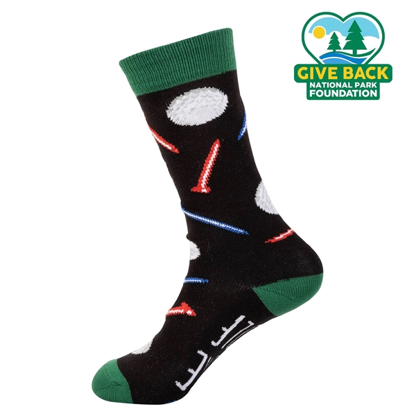 Dress socks feature golf design with "Less Worry More Golf" on... from ASI 44900 NC Custom (CI/Lanco) / ACE USA