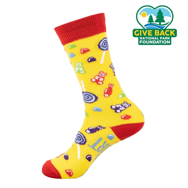 Dress socks feature candy design with "Life Is Short Eat More... from ASI 44900 NC Custom (CI/Lanco) / ACE USA