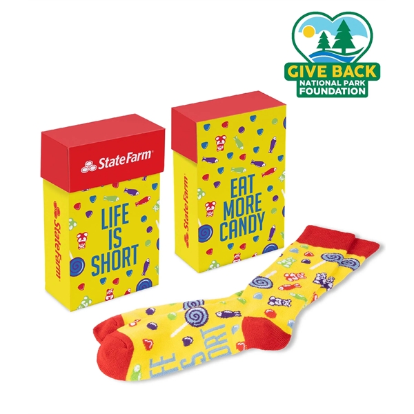 ACE Candy Themed Socks in Flip Top Box... from ASI 44900 NC Custom (CI/Lanco) / ACE USA