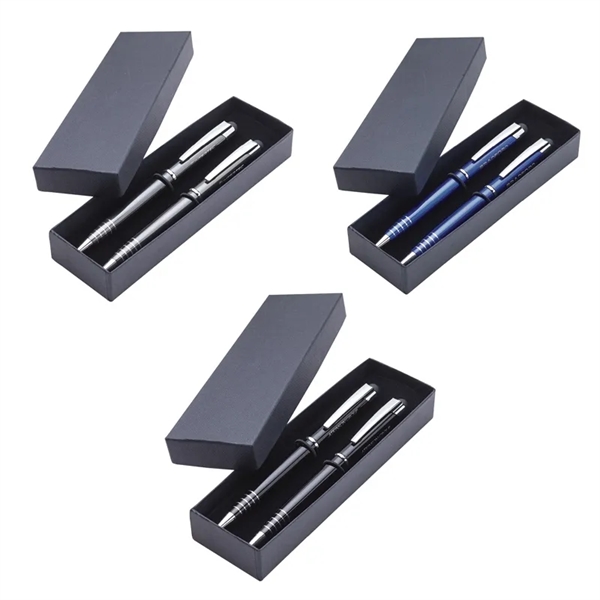 Twist-action aluminum ballpoint pen and mechanical pencil set with anodized finish,... from ASI 67866 Logomark/Valumark / Valumark™