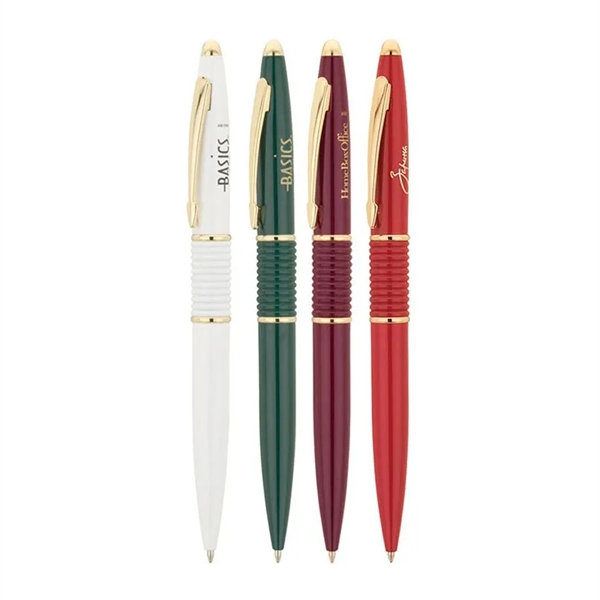 Brass ballpoint pen with twist action mechanism, ribbed design body and... from ASI 67866 Logomark/Valumark