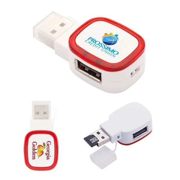 Dual-port USB 2.0 hub and reader; compatible with type-C ports and... from ASI 67866 Logomark/Valumark