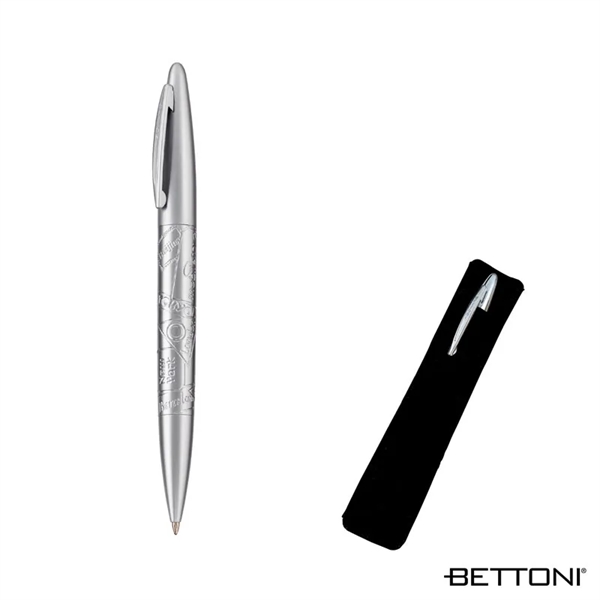 Twist-action ballpoint pen with fashionable styling and exquisite satin silver finish.... from ASI 67866 Logomark/Valumark