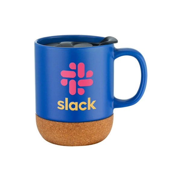 12 oz. ceramic mug with cork base, ergonomic handle and slide-action... from ASI 90807 Tekweld