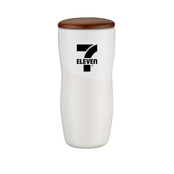 12 oz. double wall ceramic tumbler with wooden lid.... from ASI 90807 Tekweld