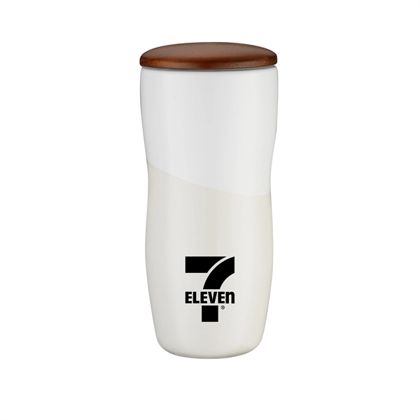 12 oz. double wall ceramic tumbler with wooden lid.... from ASI 90807 Tekweld