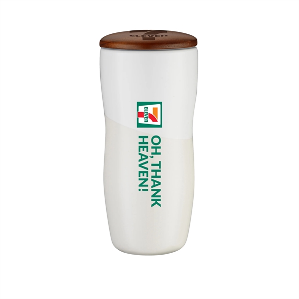 12 oz. double wall ceramic tumbler with wooden lid.... from ASI 90807 Tekweld
