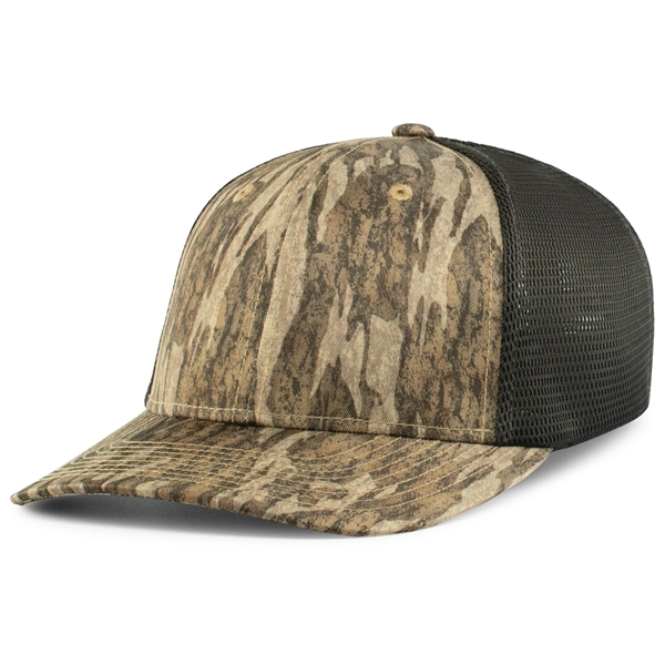 Mossy Oak® Low Profile Trucker PacFlex Cap with pro-stitched finish.... from ASI 37461 Augusta Sportswear / Pacific Headwear